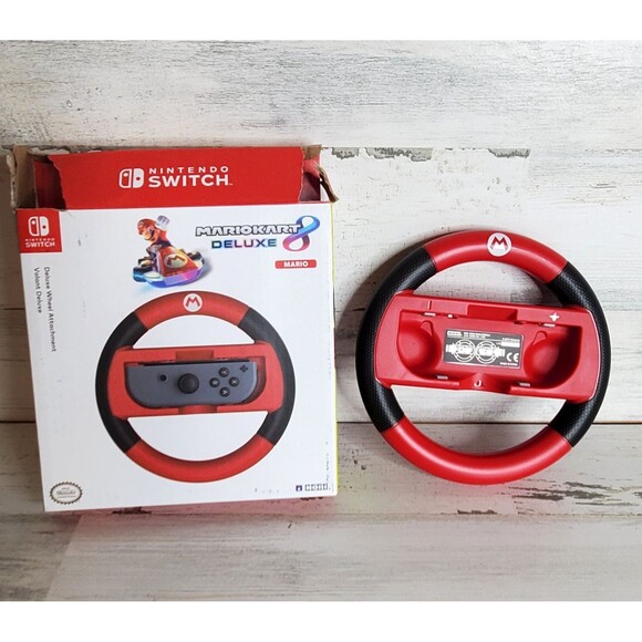 Mario Kart 8 Deluxe Red Mario Steering Wheel Attachment Nintendo Switch Joy-Con - Picture 1 of 6